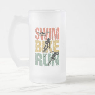Taza De Cristal Esmerilado Huida en bicicleta de natación - Triatlón vintage