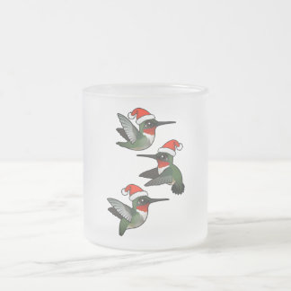 Taza De Cristal Esmerilado Hummingbird navidades con trompeta