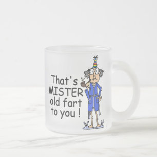 Taza De Cristal Esmerilado Humor de cumpleaños de Mister Old Fart