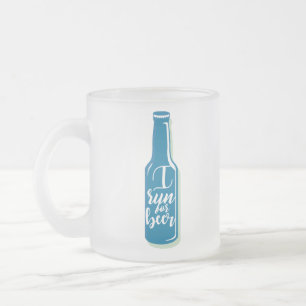 Taza De Cristal Esmerilado Humor De Fitness Que Corro Por Botella Azul De Cer