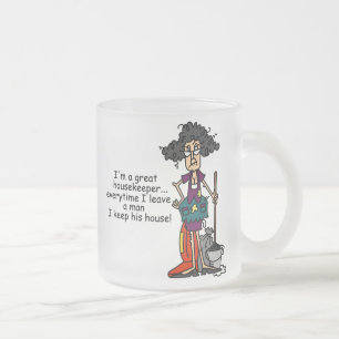 Taza De Cristal Esmerilado Humor del ama de casa
