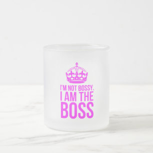 TAZA DE CRISTAL ESMERILADO HUMOR NO SOY BOSSY SOY EL JEFE DIVERTIDO CHEEKY QU