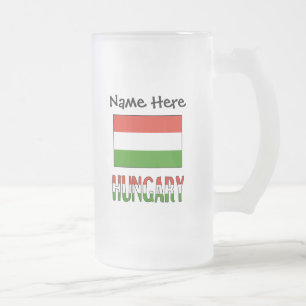 Taza De Cristal Esmerilado Hungría y Bandera de Hungría Personalizados 