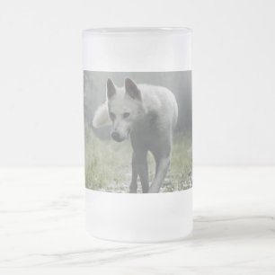 Taza De Cristal Esmerilado Husky Siberiano Blanco