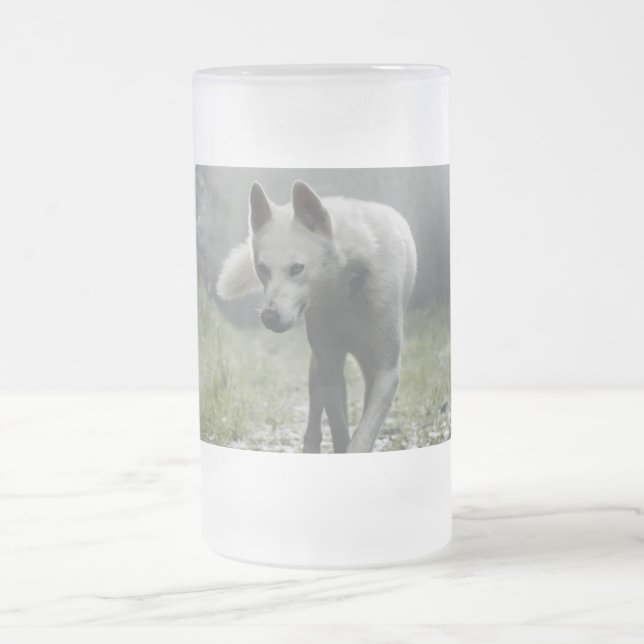 Taza De Cristal Esmerilado Husky Siberiano Blanco (Centro)