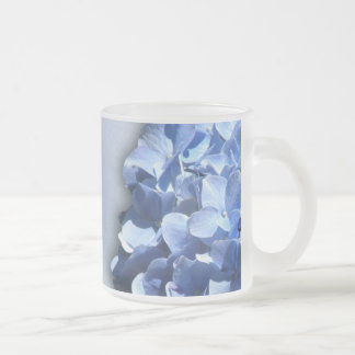 Taza De Cristal Esmerilado Hydrangeas ligeros y azul marino