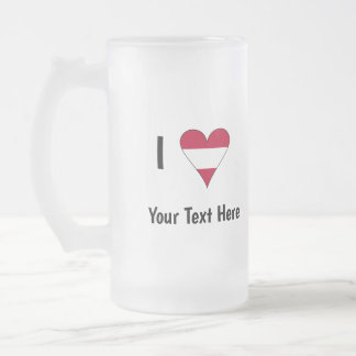 Taza De Cristal Esmerilado I (Austrian Flag Heart Love) Your Text