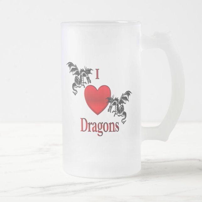 Taza De Cristal Esmerilado I Heart Dragons (Derecha)