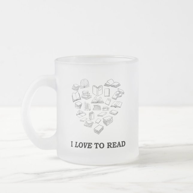 Taza De Cristal Esmerilado I Love to Read (Izquierda)