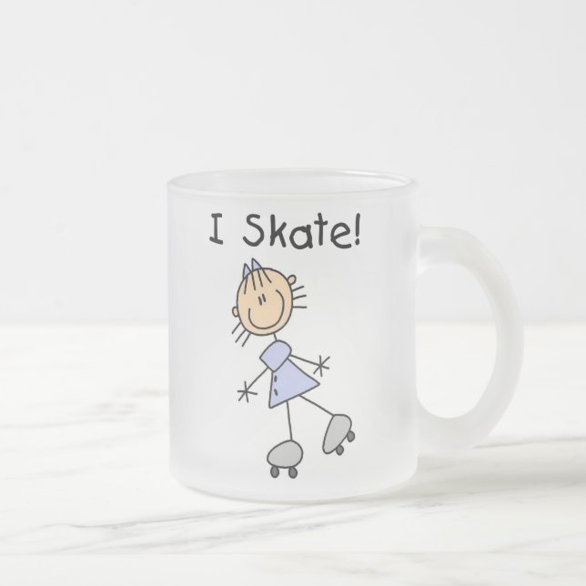 Taza De Cristal Esmerilado I Skate - Chica Roller Skater (Derecha)