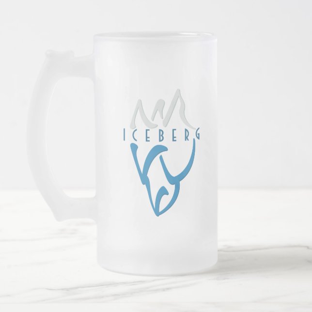 Taza De Cristal Esmerilado Iceberg Art Blue personalizado (Izquierda)