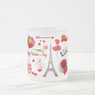 Taza De Cristal Esmerilado Icono Souvenir Romántico del Día de San Valentín M
