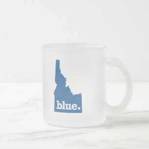 TAZA DE CRISTAL ESMERILADO IDAHO ESTADO AZUL
