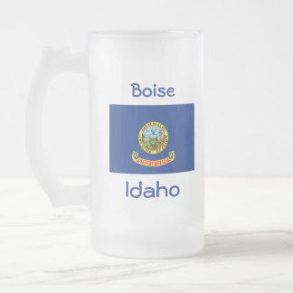 Taza De Cristal Esmerilado Idaho Flag Map City Mug