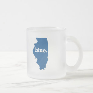 TAZA DE CRISTAL ESMERILADO ILLINOIS ESTADO AZUL