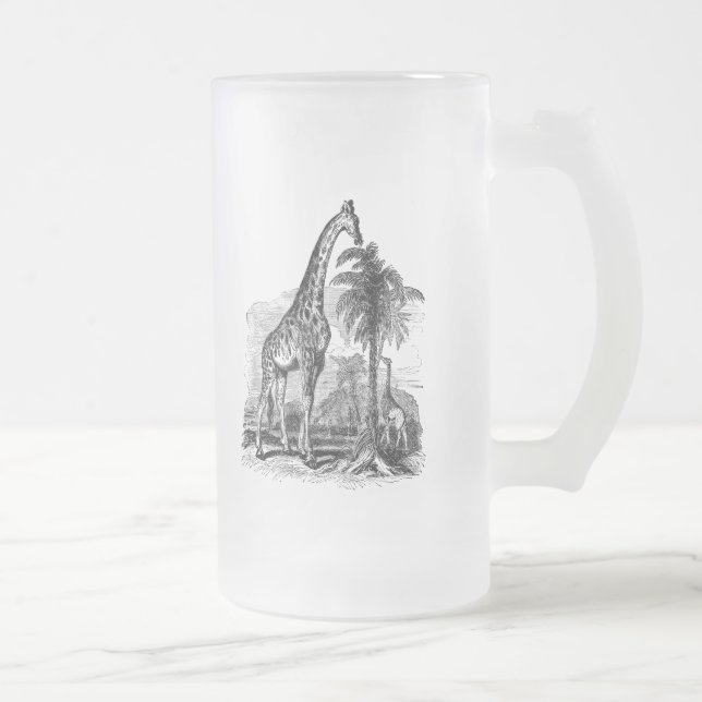 Taza De Cristal Esmerilado Ilustracion animal personalizado jirafa del (Derecha)