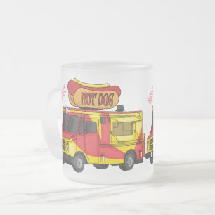 Taza De Cristal Esmerilado Ilustracion de camión de comida para perros calien