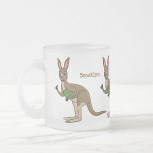 Taza De Cristal Esmerilado Ilustracion de canguro australiano bastante feliz