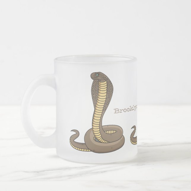 Taza De Cristal Esmerilado Ilustracion de cobra marrón (Izquierda)