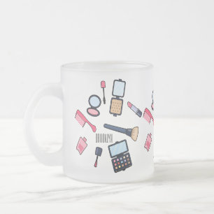 Taza De Cristal Esmerilado Ilustracion de cosméticos/personalizados de maquil