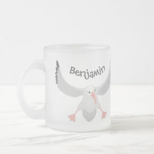 Taza De Cristal Esmerilado Ilustración de dibujos animados de albatros lindo 
