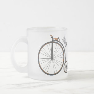 Taza De Cristal Esmerilado Ilustración de dibujos animados de bicicleta de ru