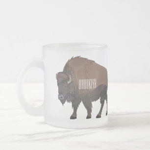 Taza De Cristal Esmerilado Ilustración de dibujos animados de bisonte