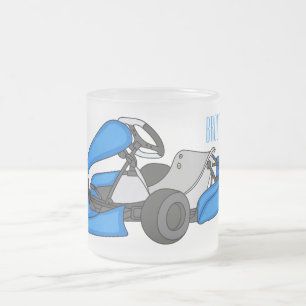 Taza De Cristal Esmerilado Ilustración de dibujos animados de carreras de kar