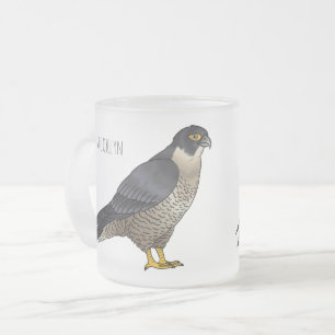 Taza De Cristal Esmerilado Ilustración de dibujos animados de halcón peregrin