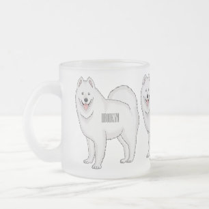 Taza De Cristal Esmerilado Ilustración de dibujos animados de perro Samoyedo