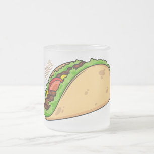 Taza De Cristal Esmerilado Ilustración de dibujos animados de taco