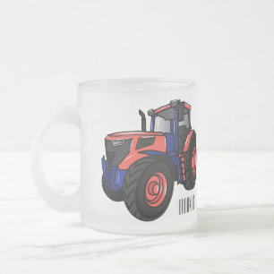 Taza De Cristal Esmerilado Ilustración de dibujos animados de tractor