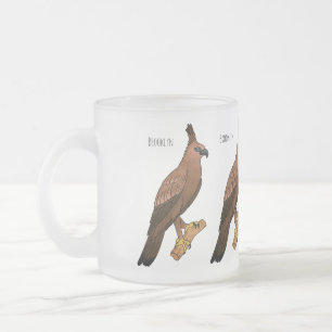 Taza De Cristal Esmerilado Ilustración de dibujos animados del águila halcón 