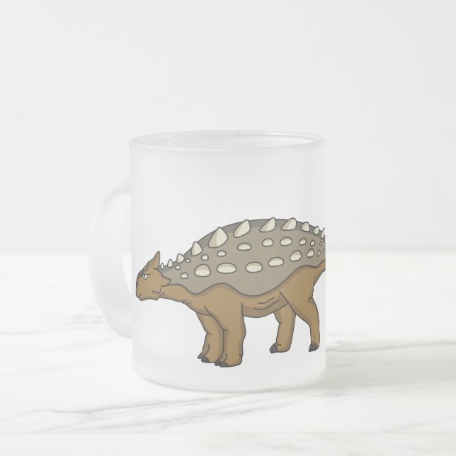 Taza De Cristal Esmerilado Ilustracion de dinosaurios blindados de Ankylosaur (Anverso izquierdo)