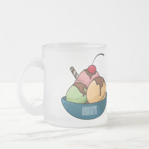Taza De Cristal Esmerilado Ilustracion de helado personalizado