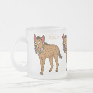 Taza De Cristal Esmerilado Ilustracion de hiena y flores personalizado