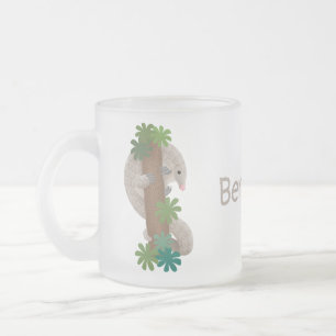 Taza De Cristal Esmerilado Ilustracion de hormigón de pangolin feliz