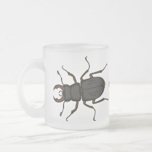 Taza De Cristal Esmerilado Ilustracion de insectos Stag