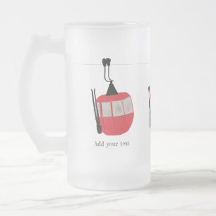Taza De Cristal Esmerilado Ilustracion de montaña de Nieve para esquiar con e