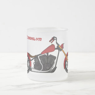 Taza De Cristal Esmerilado Ilustración de motocicleta estilo chopper