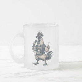 Taza De Cristal Esmerilado Ilustración de música vintage de gallo cantor dive