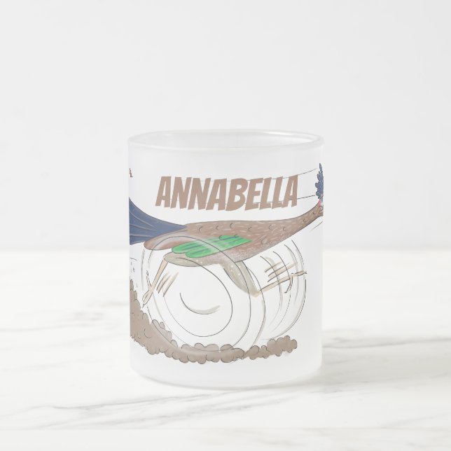 Taza De Cristal Esmerilado Ilustracion de pájaro personalizado de pista diver (Centro)