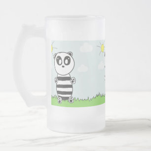 Taza De Cristal Esmerilado Ilustración de Panda Adorable
