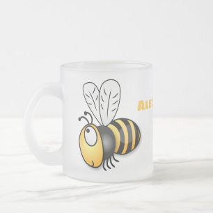 Taza De Cristal Esmerilado Ilustracion de personalizado de abejas alegres