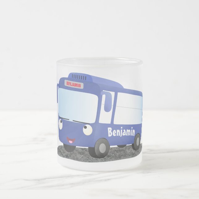 Taza De Cristal Esmerilado Ilustracion de personalizado de autobús moderno az (Centro)