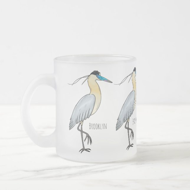 Taza De Cristal Esmerilado Ilustracion de personalizado de aves de garza (Izquierda)