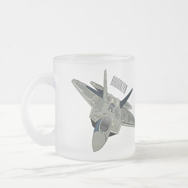 Taza De Cristal Esmerilado Ilustracion de personalizado de aviones de combate (Izquierda)