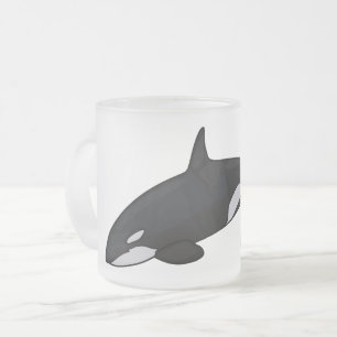 Taza De Cristal Esmerilado Ilustracion de personalizado de ballenas asesina