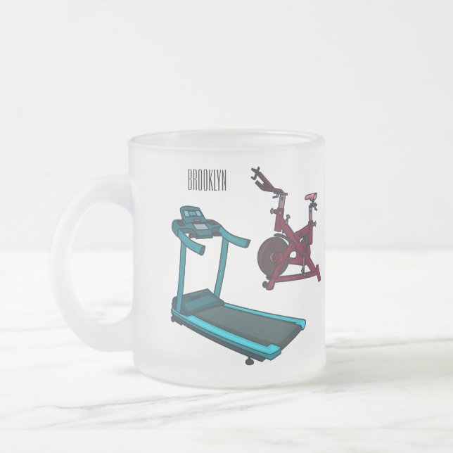Taza De Cristal Esmerilado Ilustracion de personalizado de bicicletas de hila (Izquierda)