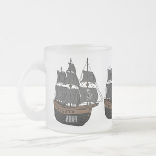 Taza De Cristal Esmerilado Ilustracion de personalizado de buques piratas